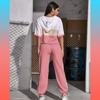 Image 3 of Half Zipper Drawstring Hoodie with Joggers 