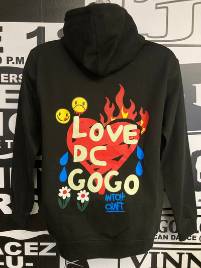 Image of Black LOVE DC GOGO/MITCHCRAFT Heart on Fire Hood