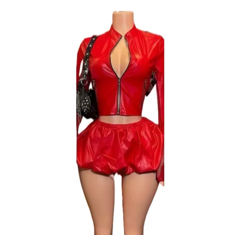 Image of Red 2 Piece Skirt Set