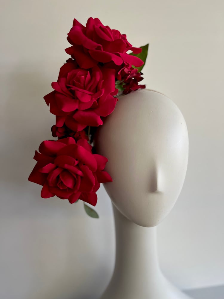 Image of Red flowers headpiece