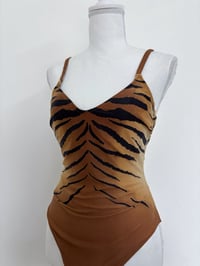 Image 2 of Vintage brown print swimsuit // 38