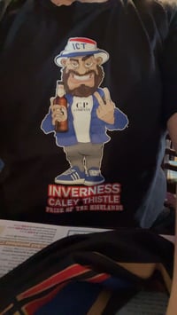 Image 2 of Inverness ICT Pride of the Highlands Football Casual Holding Beer T-shirts.
