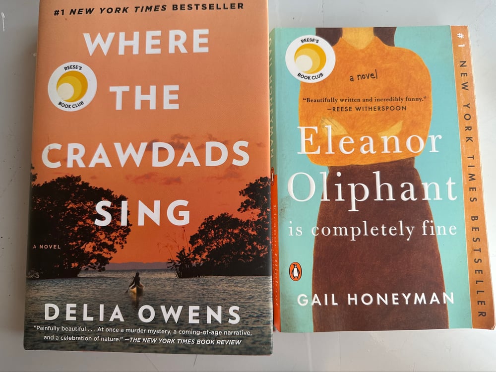 Image of 2 Reese’s Book Club picks where the craw dads sing and Eleanor oliphant 
