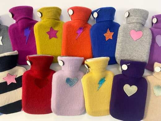 Chloe Haywood London - Pure cashmere mini heart hot water bottles 