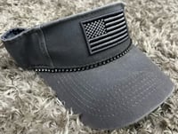 Image 1 of Visor Velcro Back Gray American Flag