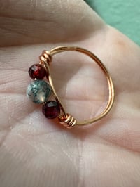 Image 1 of Size 5 Garnet & Moss Agate Copper Ring
