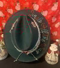 Image 2 of "Jingle All The Way" Hand-Burned Narrow Brim Christmas Hat