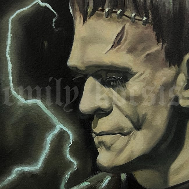 ‘Frankenstein’ Boris Karloff as Frankenstein’s Monster 1931 9x12” Original Oil Painting