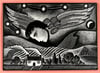 ANGEL OVER LANDSCAPE ENGRAVING