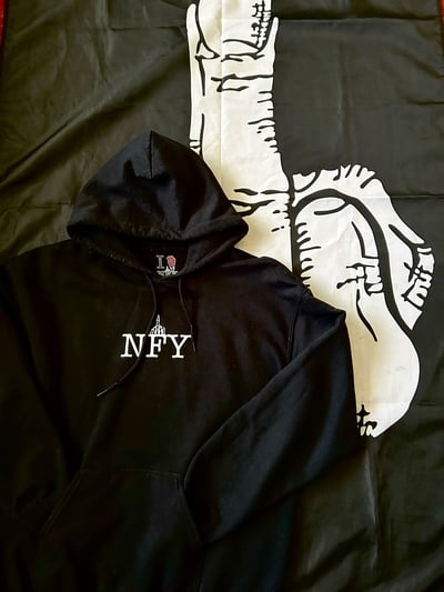 Image of I ❤️ NFY HOODIE “Blacked” (Red Heart Logo)