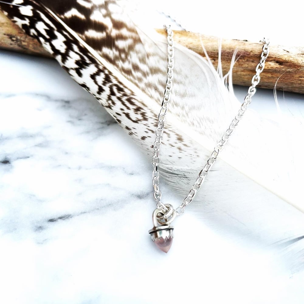 Handmade Sterling Silver Rose Quartz Bullet Point Pendant