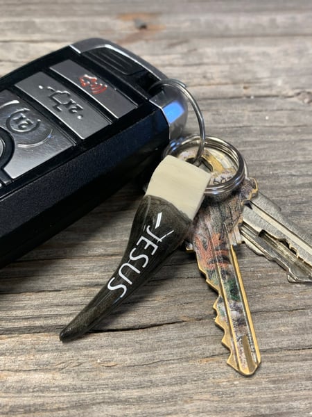 Image of JESUS Replica Spur Keychain