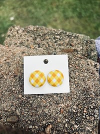 Image 4 of 19mm Gingham Button Earrings