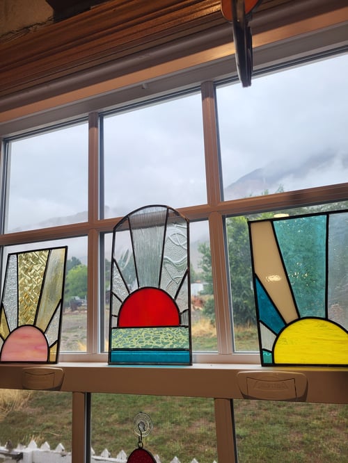 Image of Sunrise mini panel- stained glass