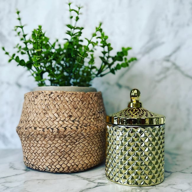 Geo Cut Glass Candle 230g - GOLD  **ONLY 4 AVAILABLE**