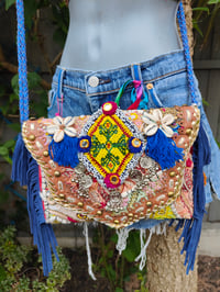 Image 1 of Chilean Bag -Blues fringes 3