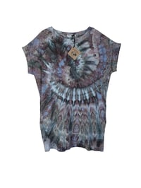 Image 2 of M 100% Cotton Short T-Shirt Dress with Pockets in Stormy Sky Spiral Ice Dye
