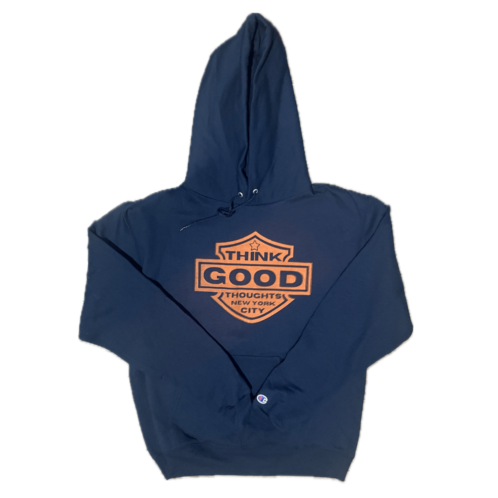 Image of Motorcycle Logo x Champion Reverse Weave Hoodie - Navy