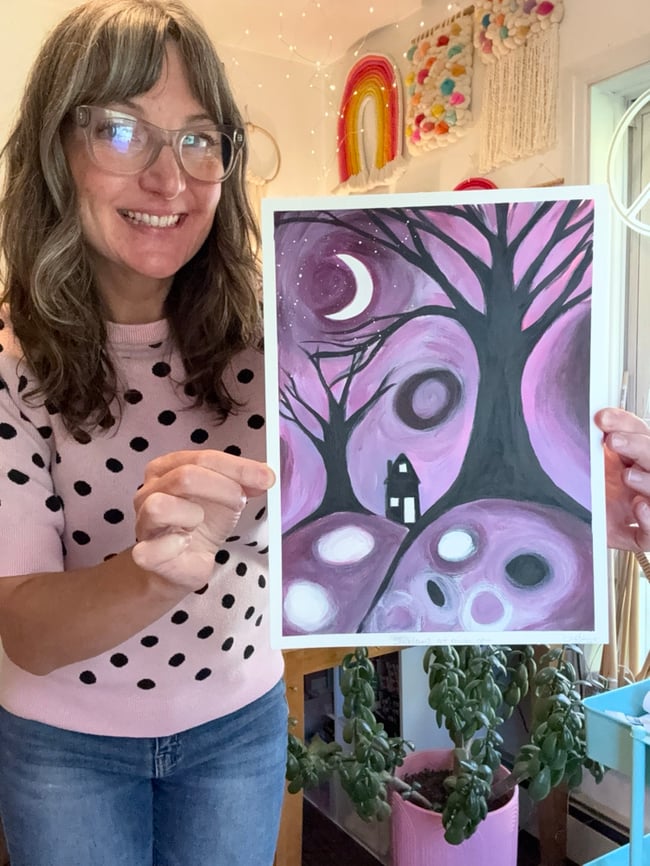 Shadows at midnight. Original paper painting.