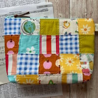 Image 1 of "Back To School" Large Patchwork Quilted Zipper Bag