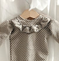 Image 2 of Newborn bodysuit for.phpto shoots |Martella | neutral brown | dots