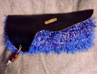 Image 1 of Black leather & crocheted clutch bag