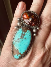 Image 1 of Fire 🔥 agate and Royston statement ring 