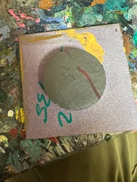 Image 4 of Tiny White Bear on Gold magnet. Original Painting on Square 2.75" Canvas Strong hold copy