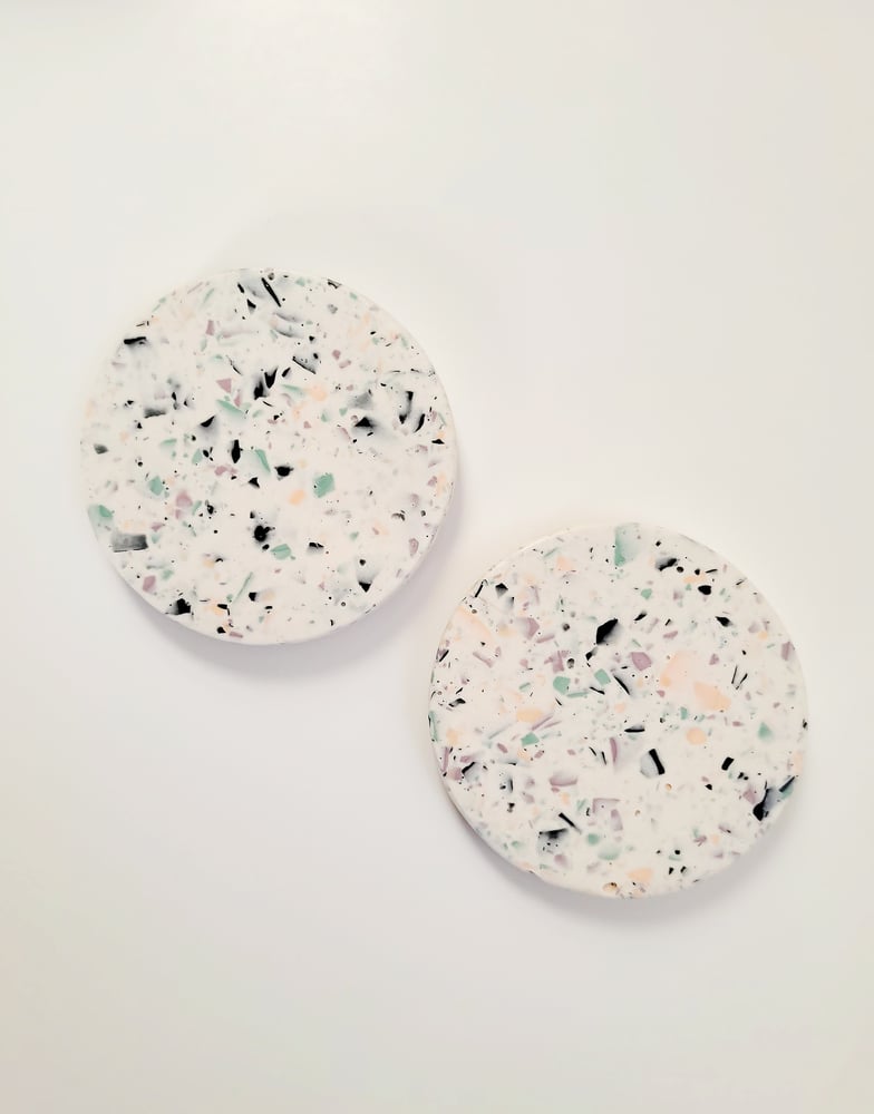 Image of Duo de sous-verres terrazzo blancs 
