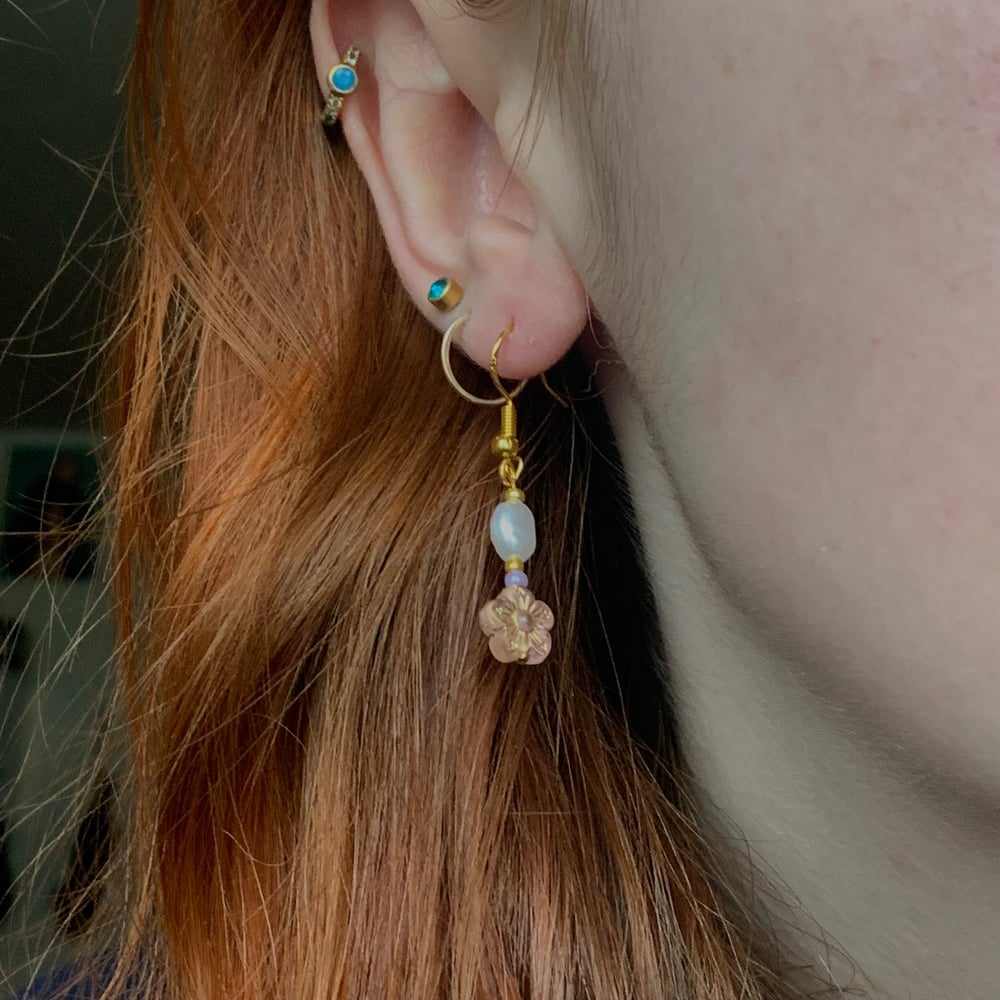 Image of pink flower earrings 