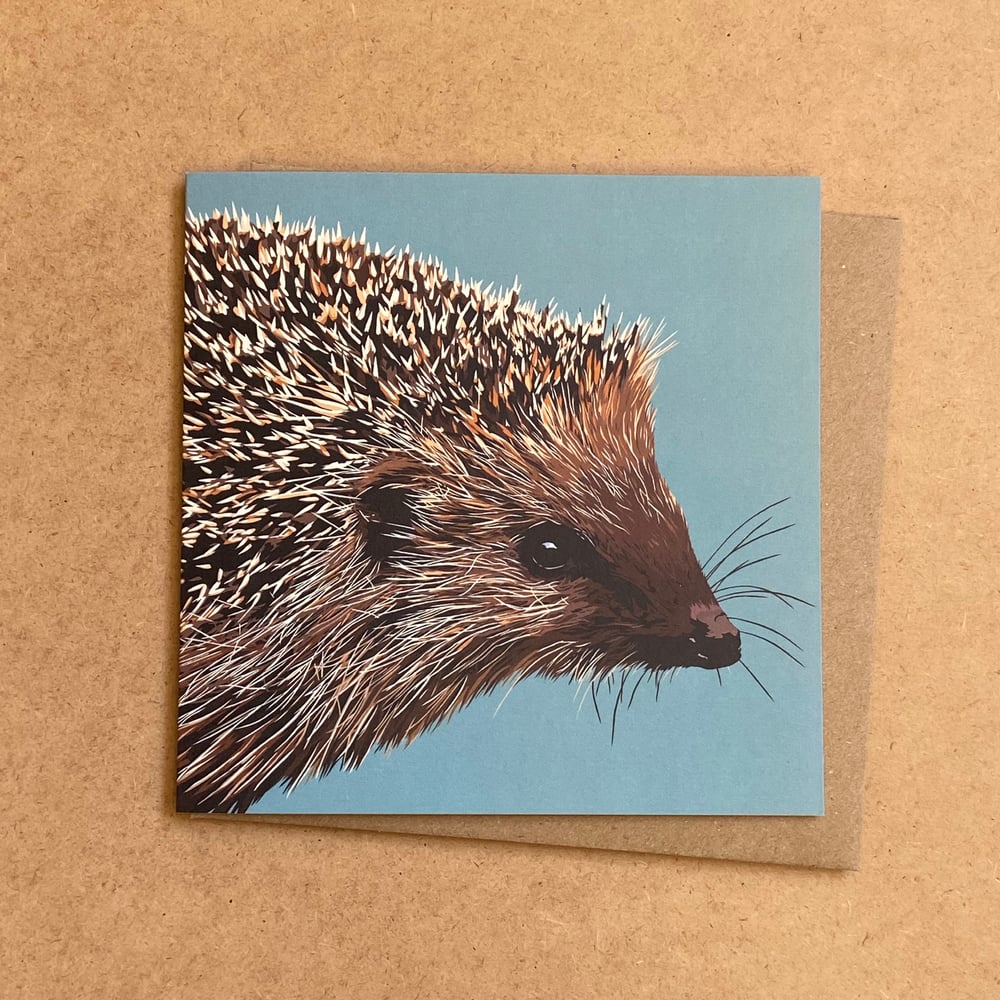 Image of Hedgehog BLUE Greetings Card