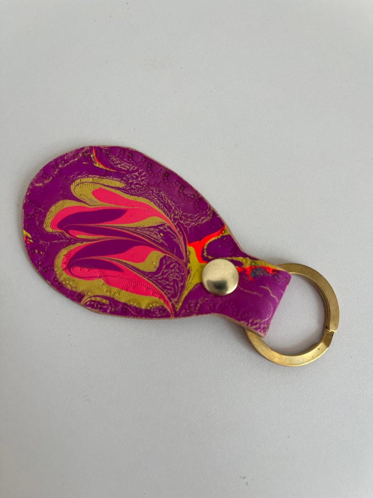 Image of Pink/Purple/Yellow Marbled Keychain