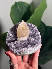 Image 4 of AMETHYST X CALCITE ON STAND -URUGUAY-