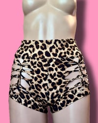 Image 1 of Printed Slit Booty Shorts 