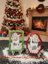 Image 2 of White Reindeer with Red Frame