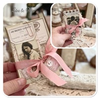 Image 1 of French Ephemera Box of lace samples and a lace sample snippet book with pink trim