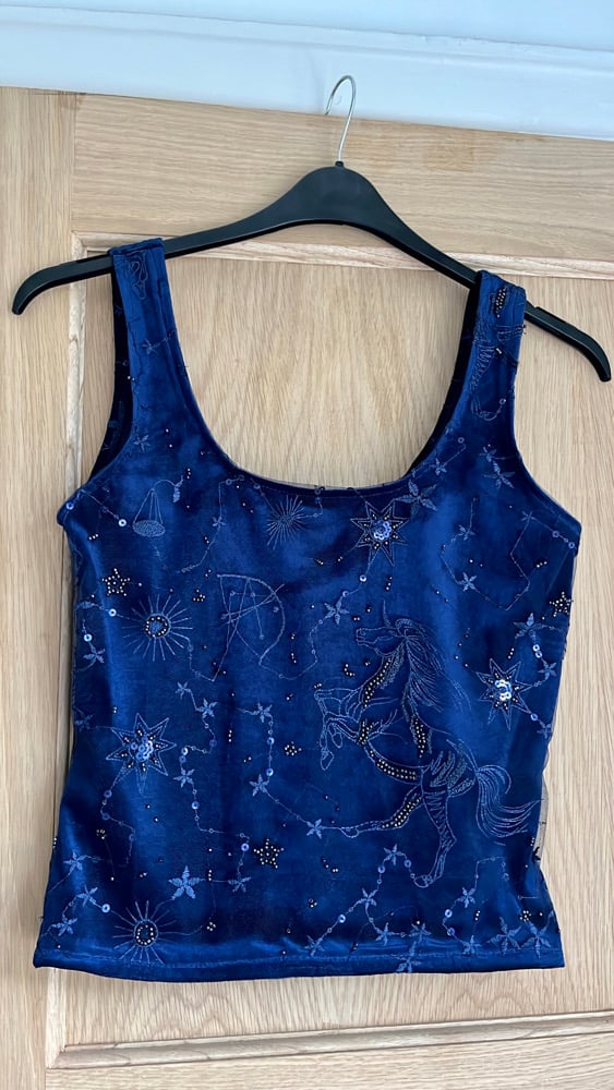 The Midnight top. Navy blue with Navy bead detail 