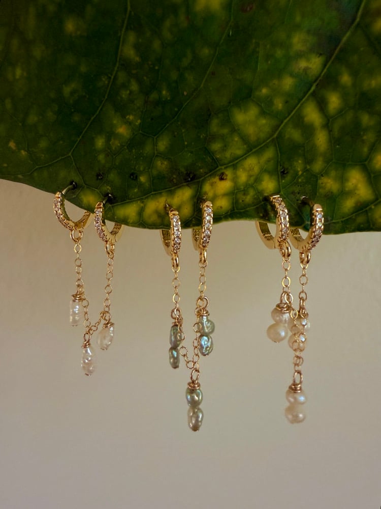 Image of Pearl double hoops