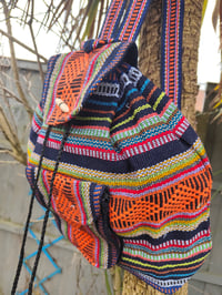 Image 2 of MALIA Mexican woven Baja fabric Backpack - NEON FLASH