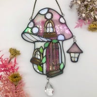 Image 1 of Large Stained Glass Mushroom House 