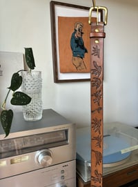 Image 3 of ANTIQUE BROWN FLANNEL FLOWER BELT