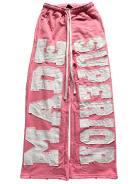 Image 1 of Pink Unisex Baggy Oversized Distressed Sweatpants