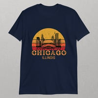 Image 1 of Retro Chicago Illinois Unisex T-Shirt | Vintage Skyline & The Bean