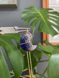 Image 2 of Lapiz Lazuli Gold Moon Necklace 