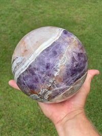 Image 13 of Large Amethyst With Mexican Lace Agate Sphere Statement Piece #449