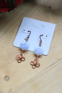 Image 3 of Chalcedony Copper + Clover Earrings