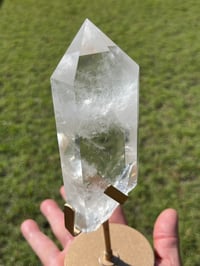 Image 3 of Polished Clear Quartz Crystal Point In Custom Stand #2914