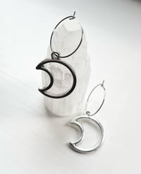 Image 2 of Silver Half Moon Hoops 