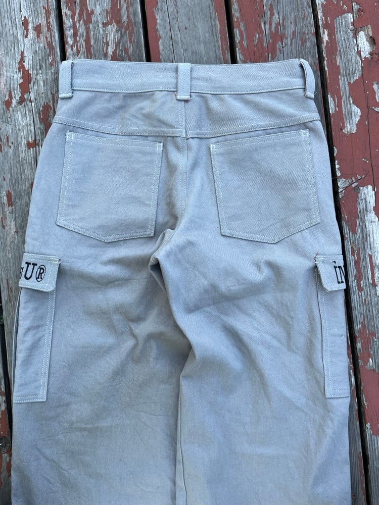 Image of grey denim signature jeans