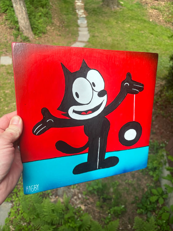 Image of Felix the Cat with Yo-Yo Painting 11x12